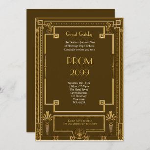 Invitación Baile de fin de curso Mayor-Menor, gran Gatsby,