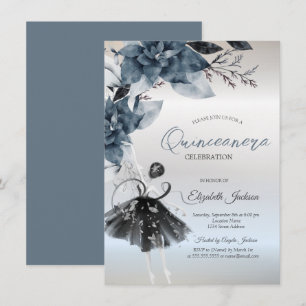 Invitación Baile de Flores de Invierno Bailarina Plata Quince