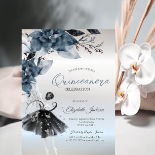 Invitación Baile de Flores de Invierno Bailarina Plata Quince
