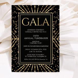Invitación Baile de Gala Corporativo Negro Oro Formal Elegant