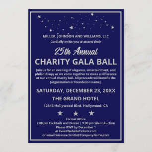 Invitación Baile de Gala de Caridad de la Empresa Azul Plata