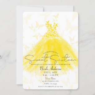 Invitación Baile de Mariposa Vestido Amarillo Fiesta de Dulce