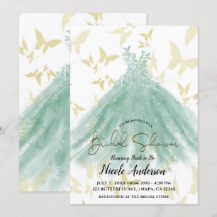 Invitación Baile de Mariposa Vestido Verde Ducha Nupcial de O