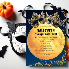 Invitación Baile de Máscaras de Luna Llena de Halloween