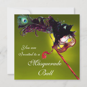 Invitación BAILE DE MÁSCARAS DE MARDI GRAS amarillo