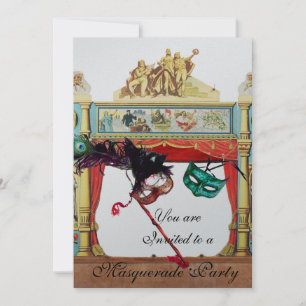 INVITACIÓN BAILE DE MÁSCARAS DE MARDI GRAS ESCENARIO DE TEATR