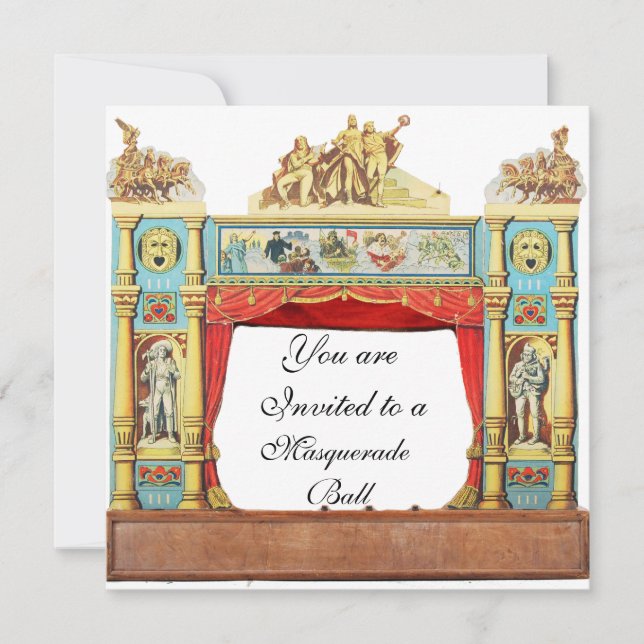 Invitación BAILE DE MÁSCARAS DE MARDI GRAS MÁSCARAS TEATRO Bl (Anverso)