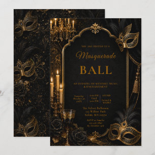 Invitación Baile de Máscaras Elegante