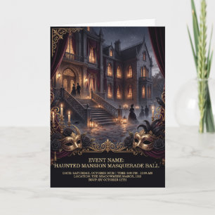 Invitación Baile de Máscaras en Mansión Embrujada de Hallowee
