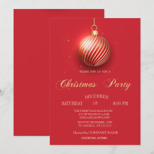Invitación Baile de Navidad Elegante Fiesta de la Empresa de