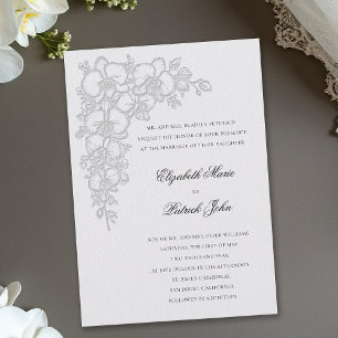 Invitación Baile de orquídeas formal tradicional boda marfil