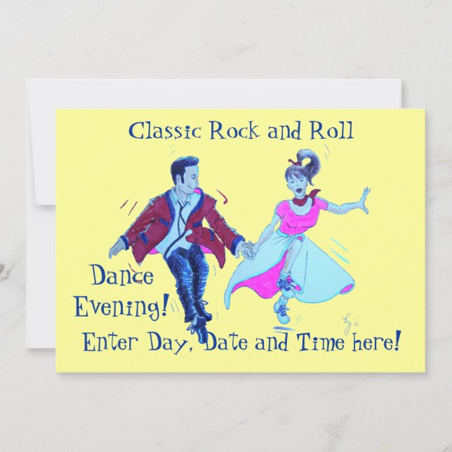 Invitación Baile de rock y rollo clásico (Anverso)