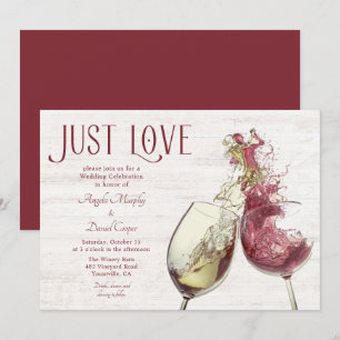 Invitación Baile de vino tinto y blanco Solo amor Boda