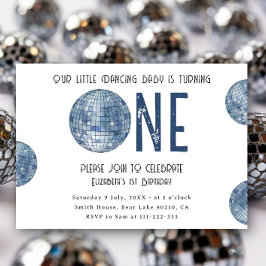 Invitación Baile Disco Groovy Cumpleaños Uno