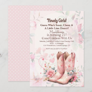 Invitación Baile en línea de cumpleaños de vaquera