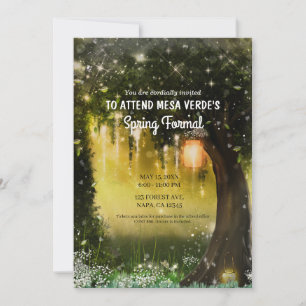 Invitación Baile Encantado de Bosque Verde con Destellos de F