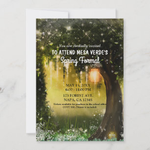 Invitación Baile Encantado de Bosque Verde con Destellos de F