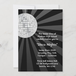 Invitación Baile Formal de Disco de Plata para Fiesta de Grad