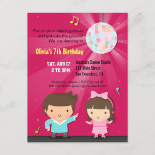 Invitación Baile Groove Bola Disco de Cumpleaños para Niños