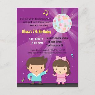 Invitación Baile Groove Bola Disco Infantil Fiesta de Cumplea