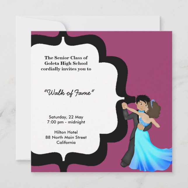 Invitación Baile nocturno de prom (Anverso)