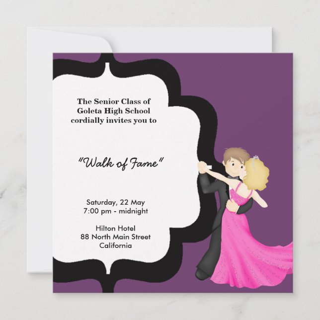 Invitación Baile nocturno de prom (Anverso)