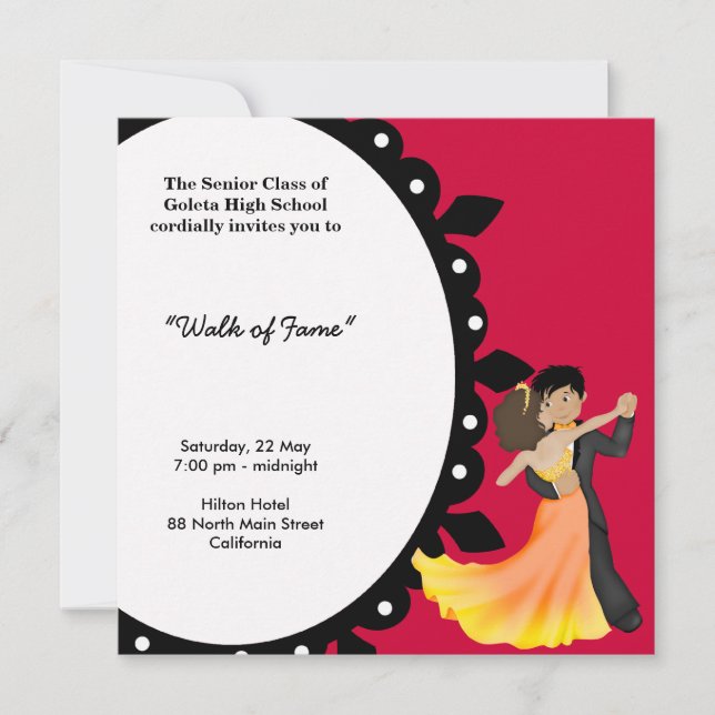 Invitación Baile nocturno de prom (Anverso)
