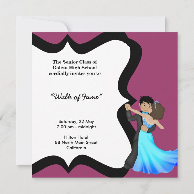 Invitación Baile nocturno de prom (Anverso)
