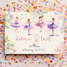 Invitación Baile y bailarina giratoria acuarela cumpleaños