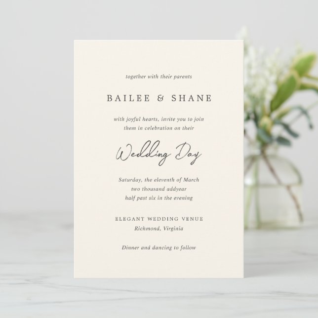 Invitación Bailee Cream Modern Boda (Anverso de pie)
