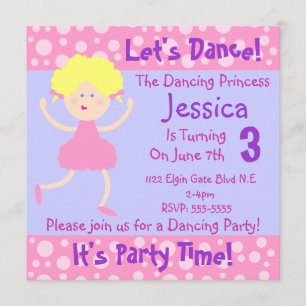 Invitación Bailemos ~ Es hora de Fiesta~Niños Fiesta de cumpl