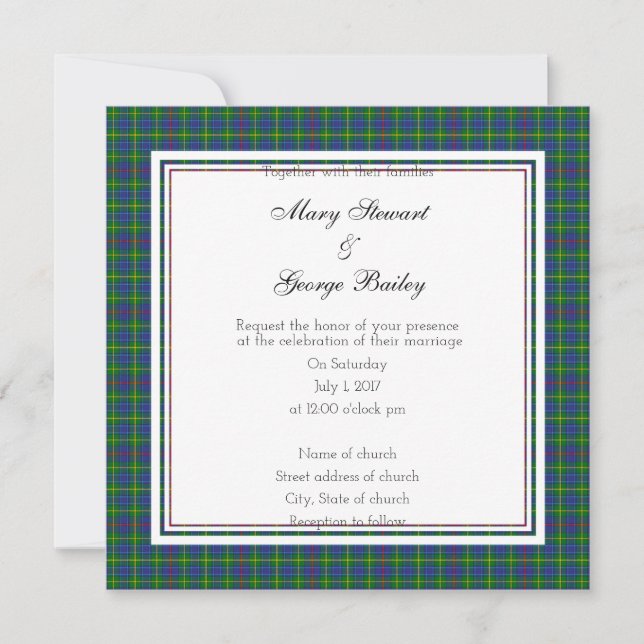 Invitación Bailey Scottish Boda Square Invitation (Anverso)