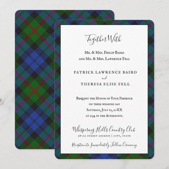 Invitación Baird Dress Clan Tartan Scottish Plaid (Anverso / Reverso)