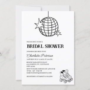 Invitación Baja y boogie en una ducha nupcial con tema discot