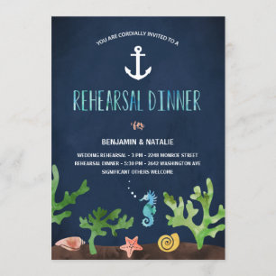 Invitación Bajo cena náutica del ensayo del mar el  