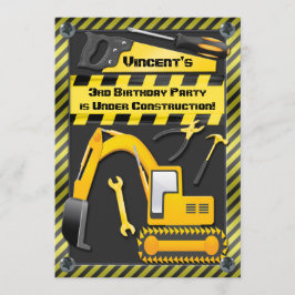 Invitación Bajo construcción la fiesta de cumpleaños equipa