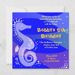 Invitación Bajo el Acuario del Mar Niño Feliz Cumpleaños Fies