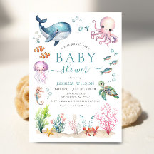 Bajo el agua del mar Ocean Animals Baby Shower