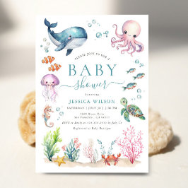 Invitación Bajo el agua del mar Ocean Animals Baby Shower