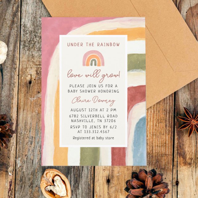 Invitación Bajo el arcoiris Boho Baby Shower (Subido por el creador)