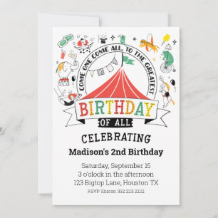 Invitación Bajo el Big Top Circus Carnival Birthday