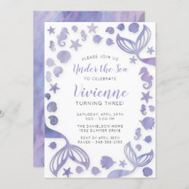 Invitación Bajo el cumpleaños de la sirena marina