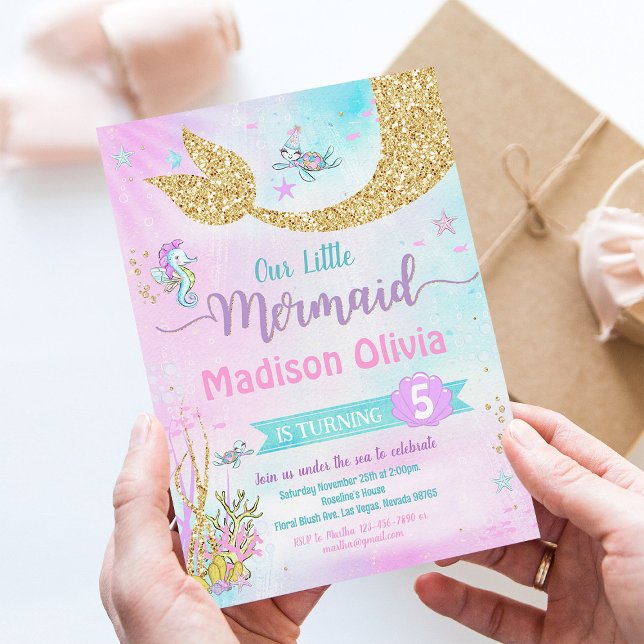 Invitación Bajo el cumpleaños de la sirena marina (Subido por el creador)