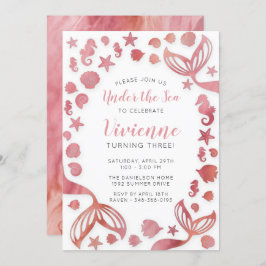 Invitación Bajo el cumpleaños de la sirena marina