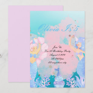Invitación bajo el cumpleaños de sirena marina