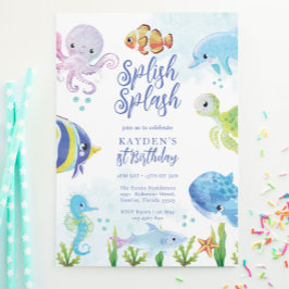 Invitación Bajo el cumpleaños del mar