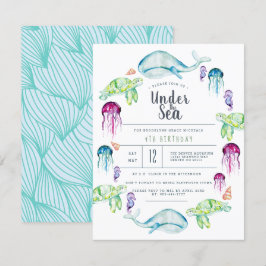 Invitación Bajo el cumpleaños del mar | acuarela de la gritte