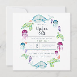 Invitación Bajo el cumpleaños del mar | acuarela de la gritte
