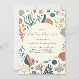 Invitación Bajo el cumpleaños del mar, el patrón de los susur