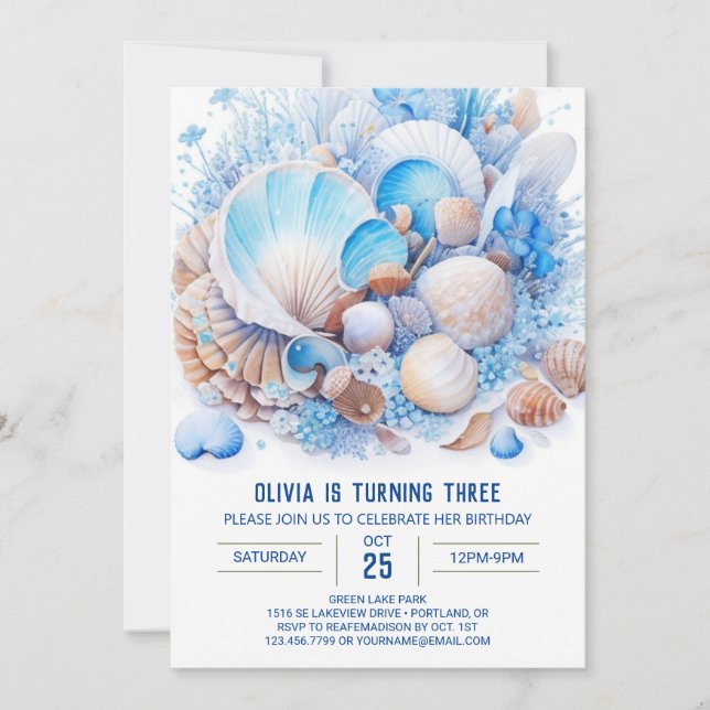 Invitación Bajo el cumpleaños del niño Waves (Anverso)